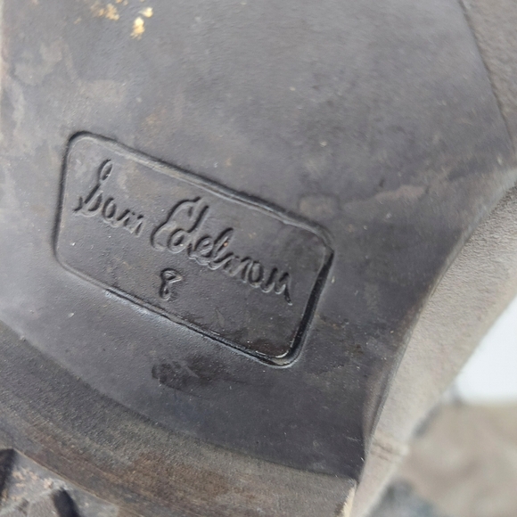 Sam Edelman Darrah Sand Taupe Suede Faux Fur Plaid Ankle Boots Block Heel Size 8 - Picture 10 of 11